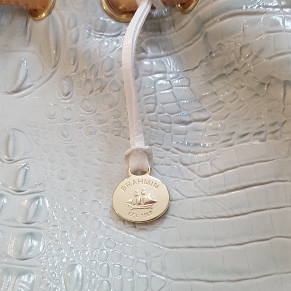 Brahmin Mint Green Croc-Embossed Tote - Picture 3 of 9